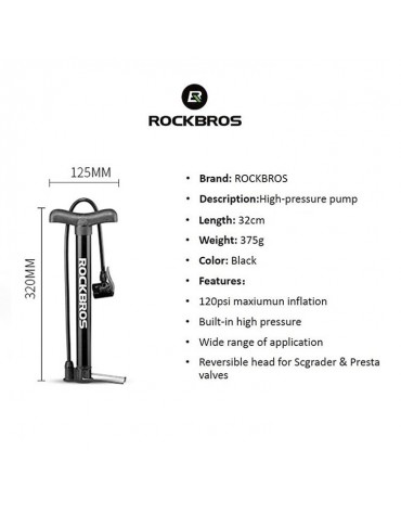 Bomba Aire Bicicleta Inflador Portátil Bidirección Rockbros Bomba Aire Bicicleta Inflador Portátil Bidirección Rockbros