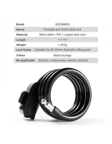 Guaya Seguridad Bicicleta Rockbros Candado Con Llave Segura Guaya Seguridad Bicicleta Rockbros Candado Con Llave Segura