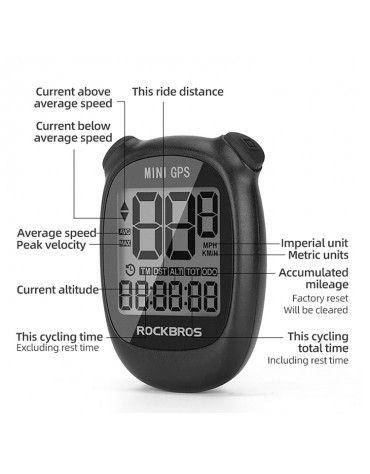 Ciclocomputador Gps Velocímetro Digital Rockbros Recargable Ciclocomputador Gps Velocímetro Digital Rockbros Recargable