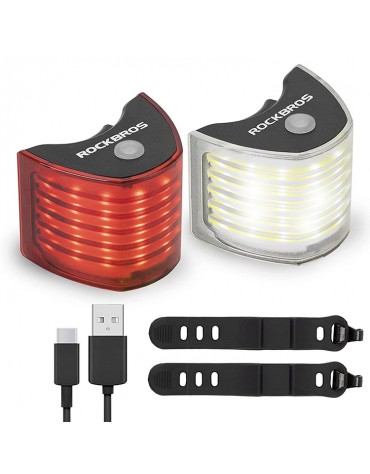Dúo De Luces Para Bicicleta Delantera + Trasera Rockbros C1 Usb Dúo De Luces Para Bicicleta Delantera + Trasera Rockbros C1 Usb