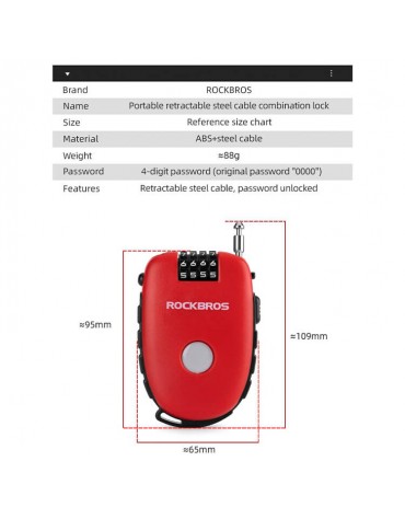 Candado De Seguridad Con Clave Rockbros Para Bicicleta Moto | haplaz.com Candado De Seguridad Con Clave Rockbros Para Bicicleta Moto | haplaz.com