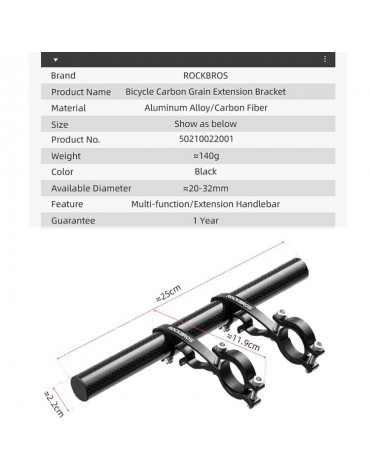 Soporte Rockbros Extensión De Manillar Bicicleta En Carbono | haplaz.com Soporte Rockbros Extensión De Manillar Bicicleta En Carbono | haplaz.com