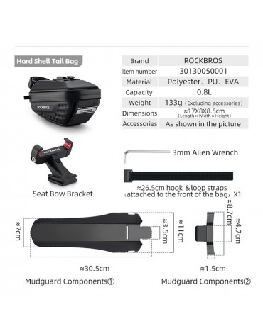 Bolso Porta Herramientas Rockbros con Guardabarros para Bicicleta Bolso Porta Herramientas Rockbros con Guardabarros para Bicicleta