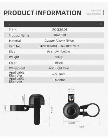 timbre rockbros bicicleta timbre rockbros bicicleta